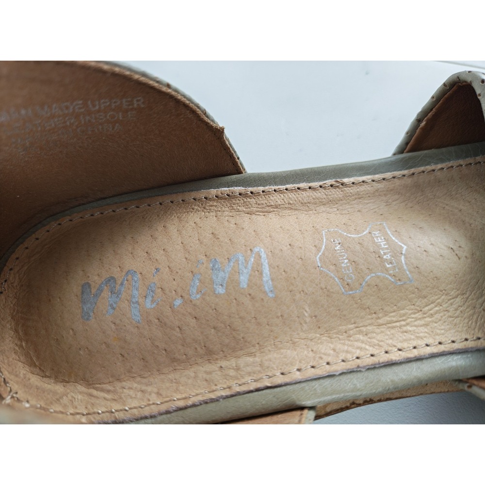 Mi.iM Women's Size 10 Leather Perforated D'Orsay Sandals Taupe Open Toe Low Heel - Picture 6 of 9